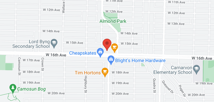map of 104 3663 W 16TH AVENUE